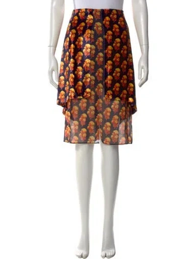 Pre-owned Chloé Floral Print Midi Length Skirt In Orange