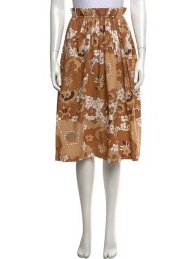 Pre-owned Chloé Floral Print Midi Length Skirt In Orange