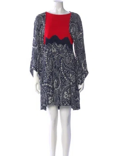 Pre-owned Chloé Floral Print Mini Dress In Blue