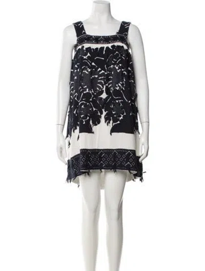 Pre-owned Chloé Floral Print Mini Dress In Blue