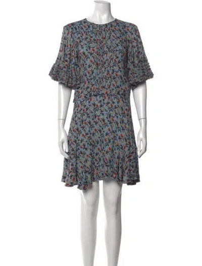 Pre-owned Chloé Floral Print Mini Dress In Blue