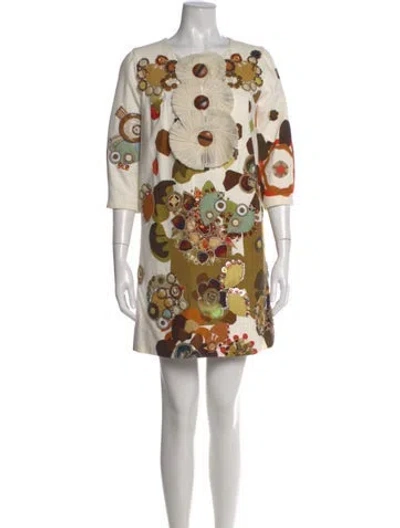 Pre-owned Chloé Floral Print Mini Dress In Brown