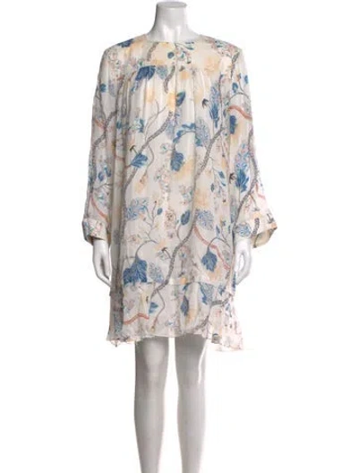 Pre-owned Chloé Floral Print Mini Dress In White