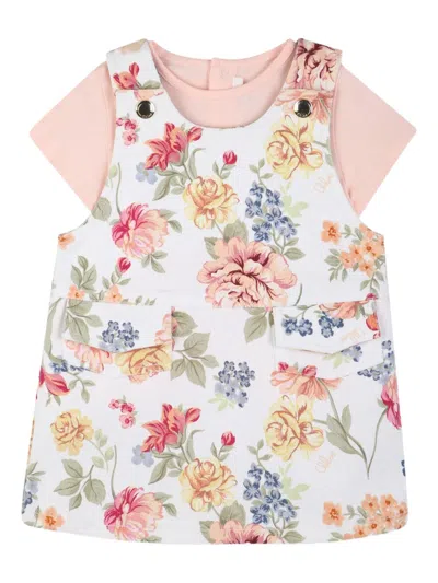 Chloé Floral-print Pocket Babywear Set In Pink