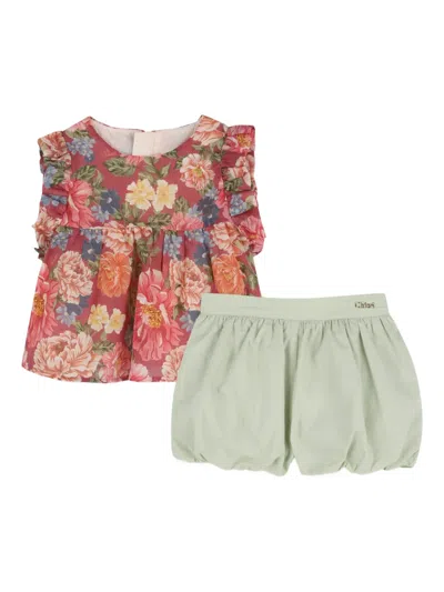 Chloé Floral-print Ruffled Babywear Set In Multi