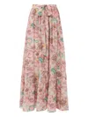 Chloé Belted Floral-print Silk Crepe De Chine Maxi Skirt In Multi