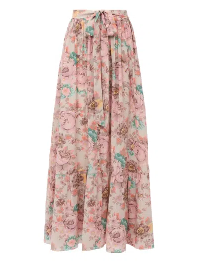 CHLOÉ FLORAL-PRINT RUFFLED BEACH SKIRT