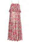 Chloé Chloe Floral Print Ruffled Silk-chiffon Maxi Dress In Pink