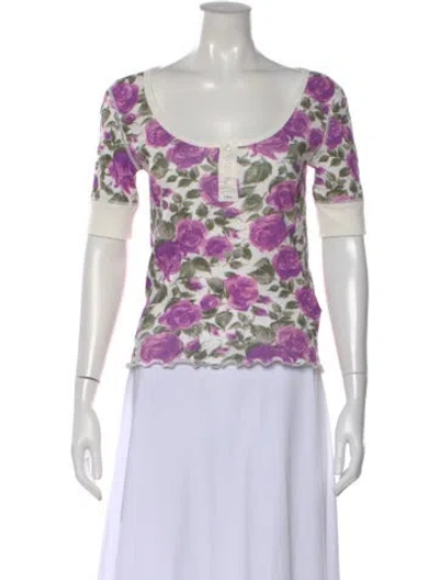 Pre-owned Chloé Floral Print Scoop Neck Top W/ Tags In Purple