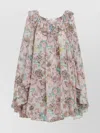 Chloé Bouquet-printed Organic Silk Crepe De Chine Mini Cape Dress In Multi