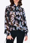 Chloé Floral-print Chiffon Neck-scarf Top In Multicolor
