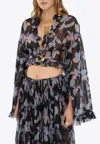 Chloé Floral Print Silk Georgette Cropped Top In Multicolor