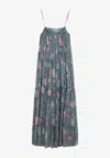 Chloé Chloe Women Long Dress Peonies Print On Organic Silk Mousseline
