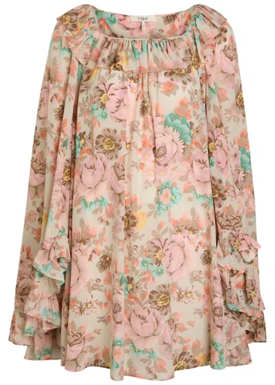 Chloé Chloe Floral-print Silk Mini Dress
