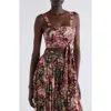 Chloé Floral Silk Cropped Top In Maroon Pink