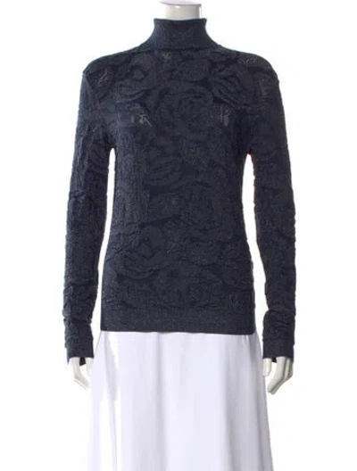 Pre-owned Chloé Floral Print Turtleneck Top In Blue