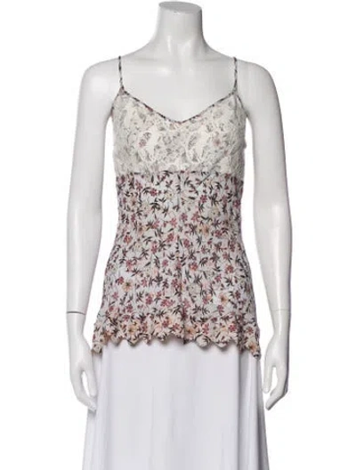 Pre-owned Chloé Floral Print V-neck Blouse In Blue