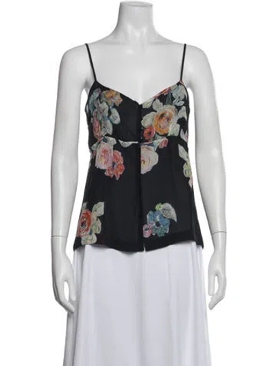 Pre-owned Chloé Floral Print V-neck Blouse In White
