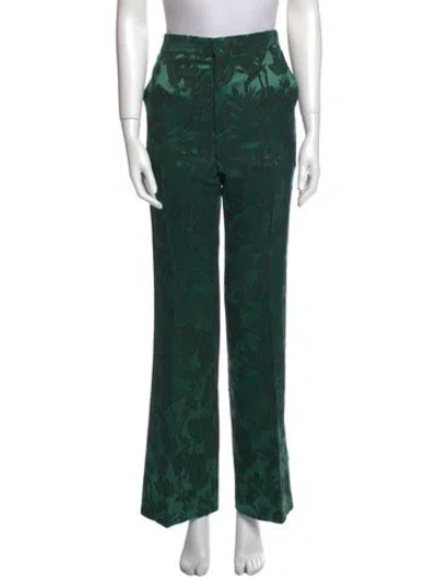 Pre-owned Chloé Floral Print Wide Leg Pants In Green