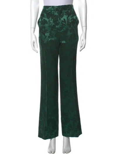 Pre-owned Chloé Floral Print Wide Leg Pants In Green