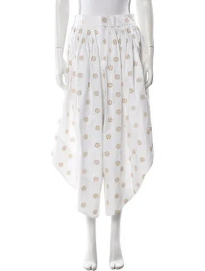 Pre-owned Chloé Floral Print Wide Leg Pants In White