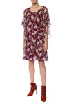 Chloé Floral Print Mini Dress In Burgundy