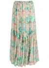 Chloé Pleated Tiered Floral-print Silk-chiffon Maxi Skirt In Multicoloured 1
