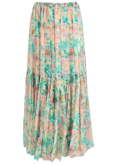 CHLOÉ CHLOE FLORAL PRINTED SILK-CHIFFON MAXI SKIRT