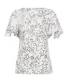 Chloé Doodle Floral Flutter-sleeve Silk Top In White