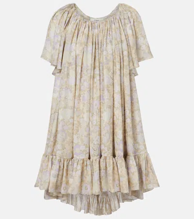 Chloé Floral Ruffled Silk Charmeuse Minidress In Multi