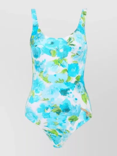 CHLOÉ FLORAL SCOOP NECK SWIMSUIT ADJUSTABLE STRAPS