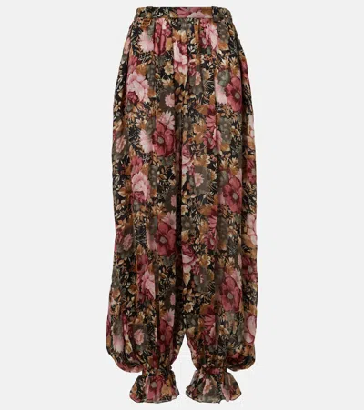 CHLOÉ CHLOÉ FLORAL SILK CHARMEUSE WIDE-LEG PANTS