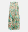 Chloé Pleated Tiered Floral-print Silk-chiffon Maxi Skirt In Multicoloured