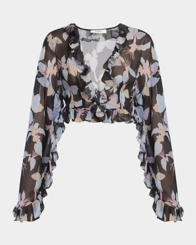 Chloé Floral Print Silk Georgette Cropped Top In Multicolor