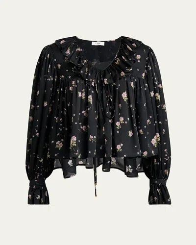 Chloé Floral Silk Ruffle Peasant Blouse