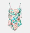 Chloé Chloe Floral-printed Swimsuit In Blue