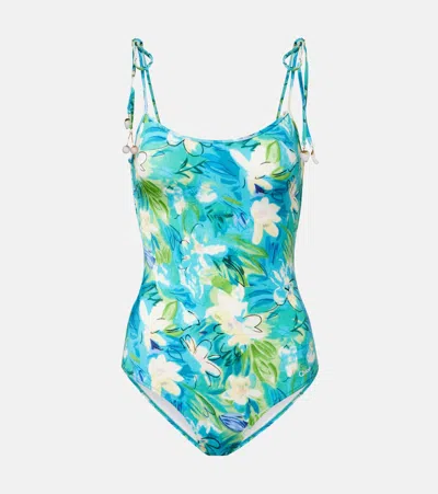 Chloé Floral Swimsuit In Blue