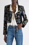 Chloé Floral Tapestry Jacquard Crop Jacket In Black