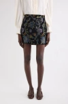 Chloé Floral Tapestry Jaquard Mini Skirt In Black