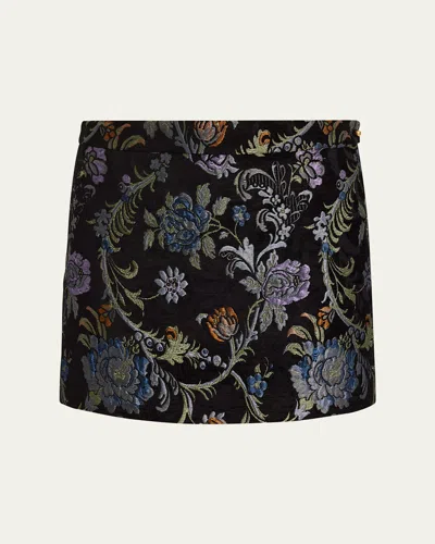 Chloé Floral Tapestry Mini Skirt In Brown
