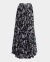 Chloé Floral Print Silk Georgette Maxi Skirt In Black