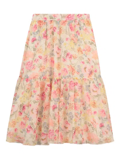 Chloé Kids' Floral Tiered Skirt In Multi