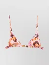 Chloé Floral Triangle Bikini Top With Adjustable Straps In Pink