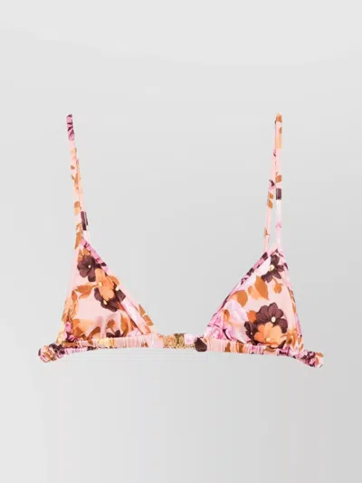 CHLOÉ FLORAL TRIANGLE BIKINI TOP WITH ADJUSTABLE STRAPS