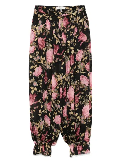 Chloé Floral Trousers In Black