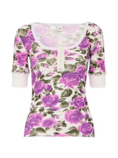 Chloé Floral T-shirt In Purple