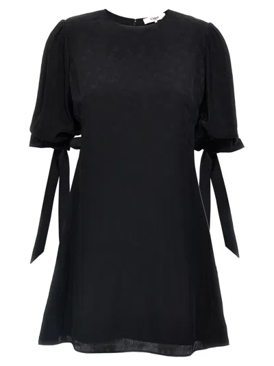 Chloé Floral Viscose Dress Dresses Black