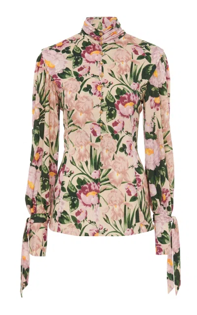 Chloé Floral Wool-jersey Top In Neutral