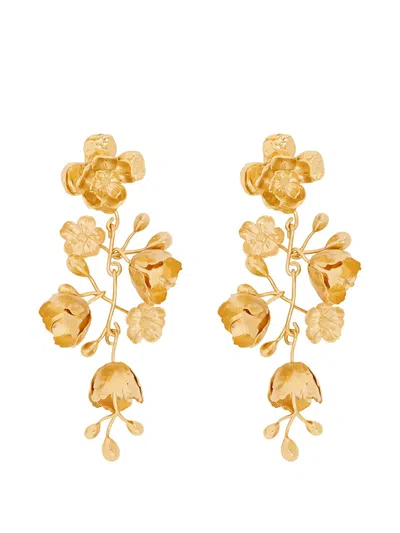 Chloé Floral-detail Drop Earrings In Gold