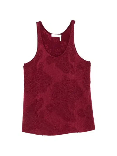 Chloé Floral-jacquard Tank Top In Brown